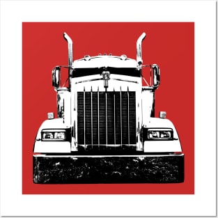 Kenworth 1990s classic truck monoblock black/white Posters and Art